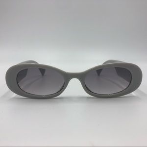 Futuristic Unisex Rounded Rectangular Grey Sunglasses